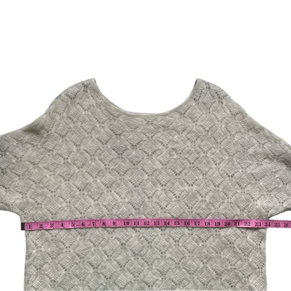 Anthropologie Knitted & Knotted Lace Hem Sweater Short Sleeve Cream Small - Picture 10 of 11